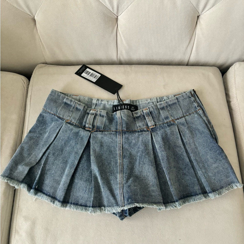 Edikted Blue Denim Mini Skirt